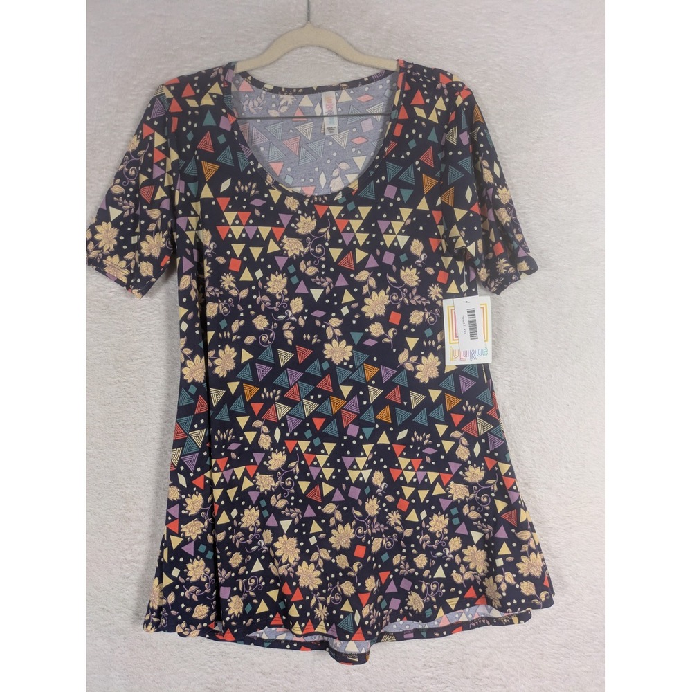 NEW LuLaRoe Perfect T Women's XXS Multicolor Geometric Floral Side Slit Top
